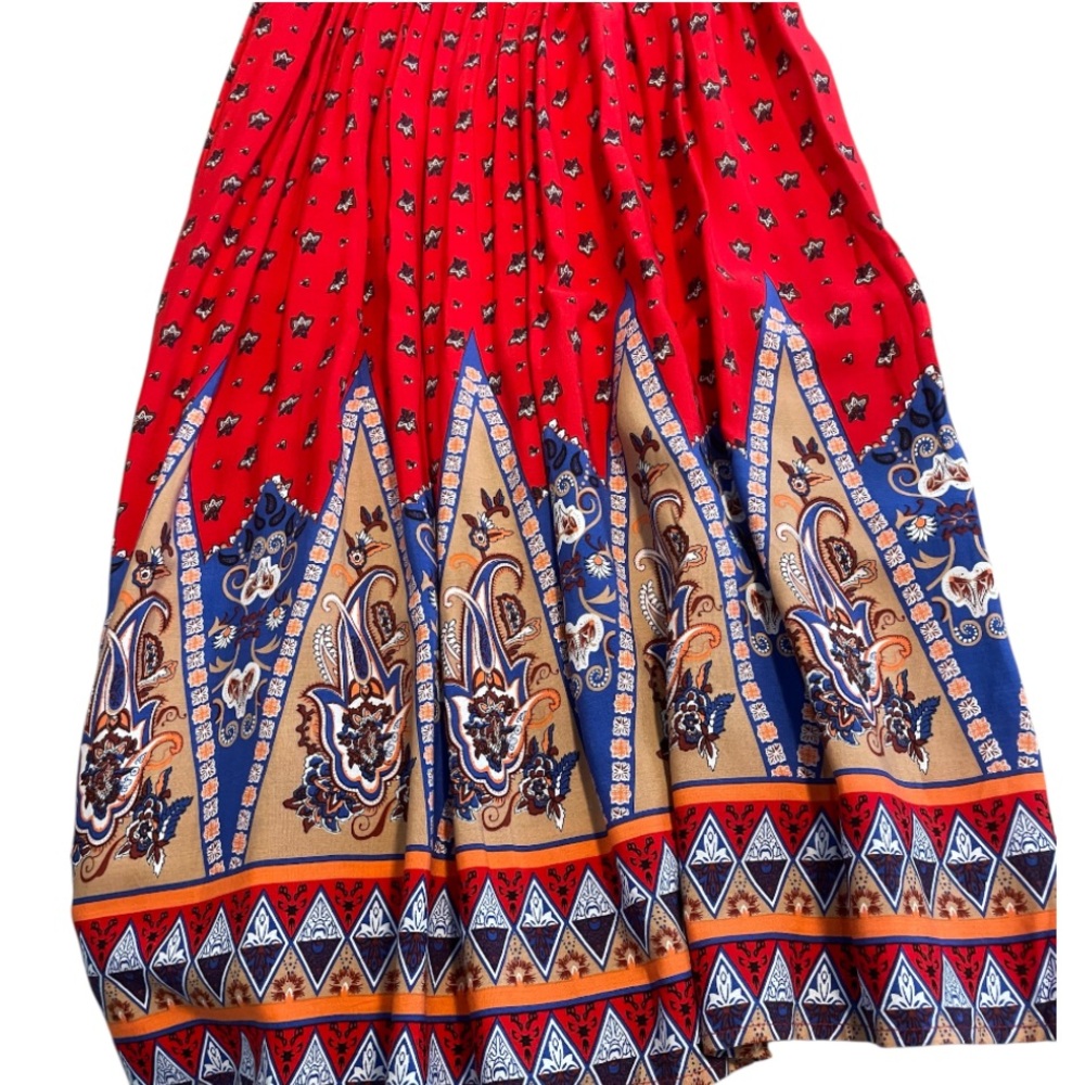 NWOT Vibrant Red and Blue Cotton Blend Maxi Dress size Small - Picture 12 of 16